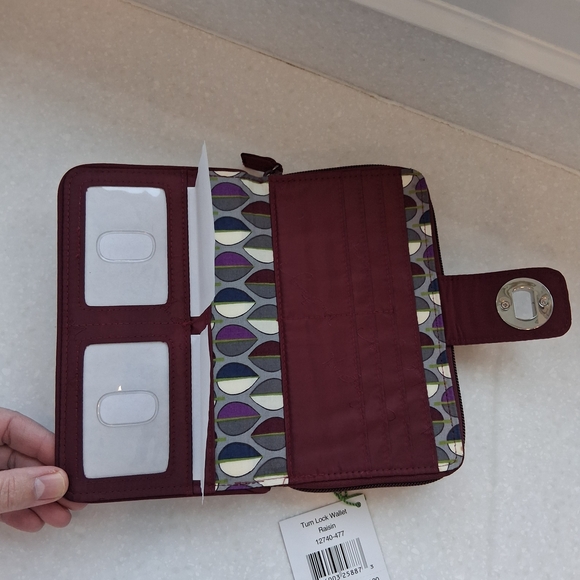 Vera Bradley Quilted Turn Lock Wallet in Burgundy - Raisin Color - Picture 5 of 7